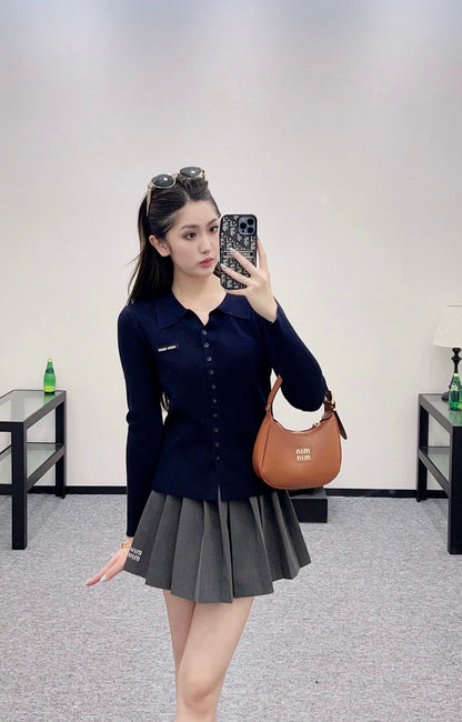 M 25 New Style Lapel Versatile Knit Cardigan(Beige,Navy,Gray)