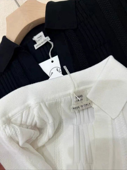H 25 Spring and summer embossed jacquard knitted short sleeves