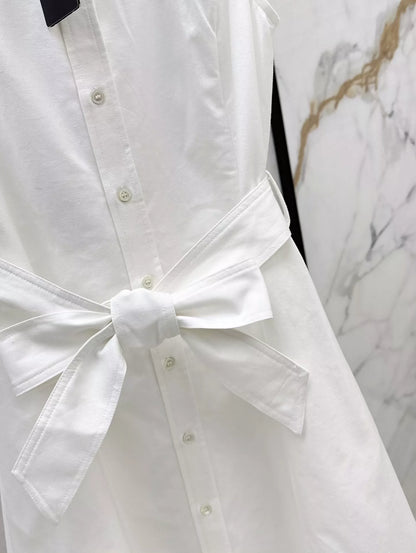 Ra 25 Spring Summer New Embroidery Lapel Sleeveless Dresses