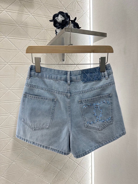 C 25 summer new sequins letters straight jeans