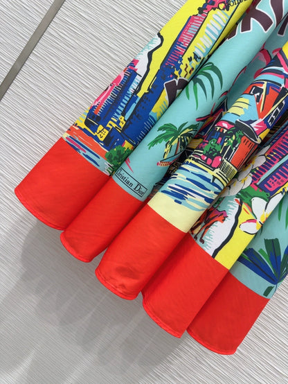 D 25 new style painted print long skirt