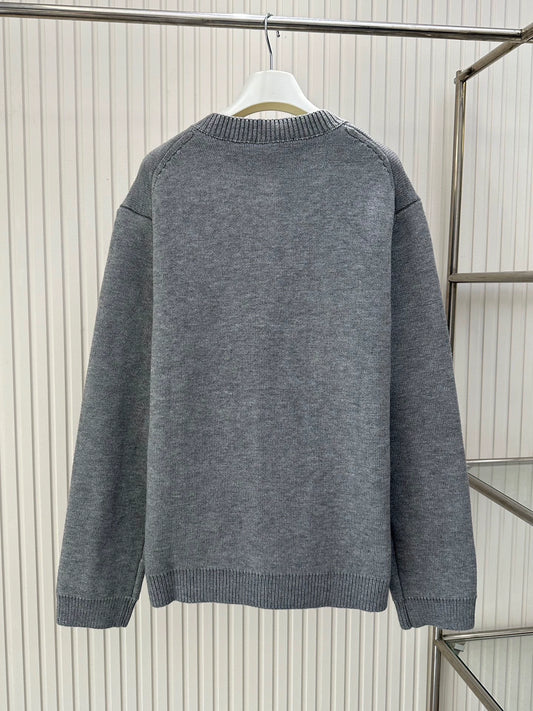 Mi 25 Crew-neck knitted cardigan with logo