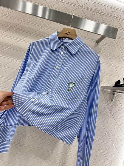 CE 25 new lapel embroidered striped shirt