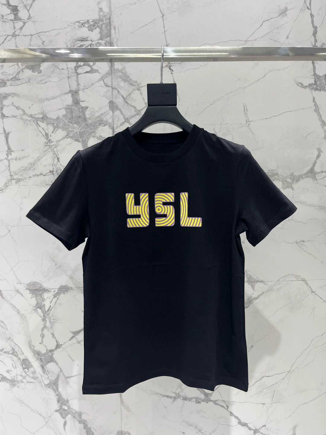 Y 25 New Flocked Letter Print Short Sleeve T-Shirt