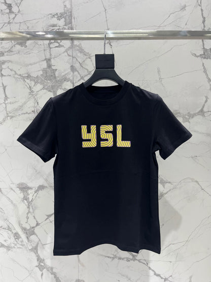 Y 25 New Flocked Letter Print Short Sleeve T-Shirt