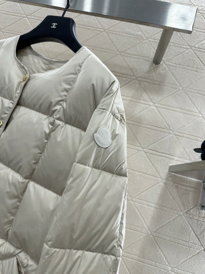 Mon 25 Checkered lace-up crew neck down jacket