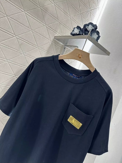 L 25 Frühling und Sommer neues Metalllogo Rundhals Kurzarm-T-Shirt 