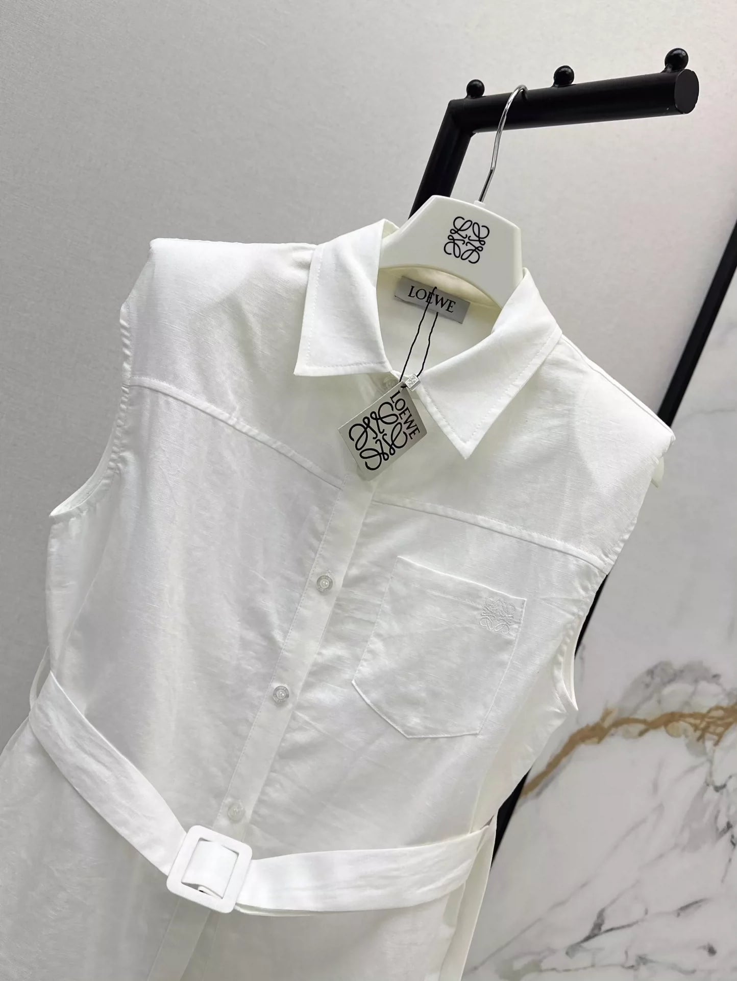 LO 25 spring and summer new dopamine color cotton linen tie waist sleeveless shirt