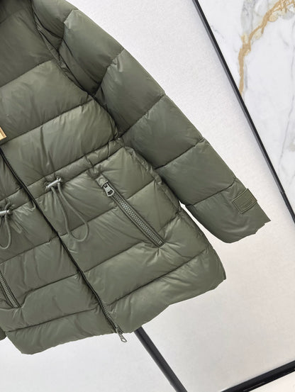 BRU 25fw Hooded, drawstring-waisted down jacket