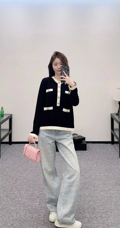 C 25 Early Fall New Premium Black and White Half Cardigan