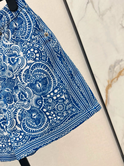 D 25 New Celadon Color Butterfly Pattern Print Denim Collection