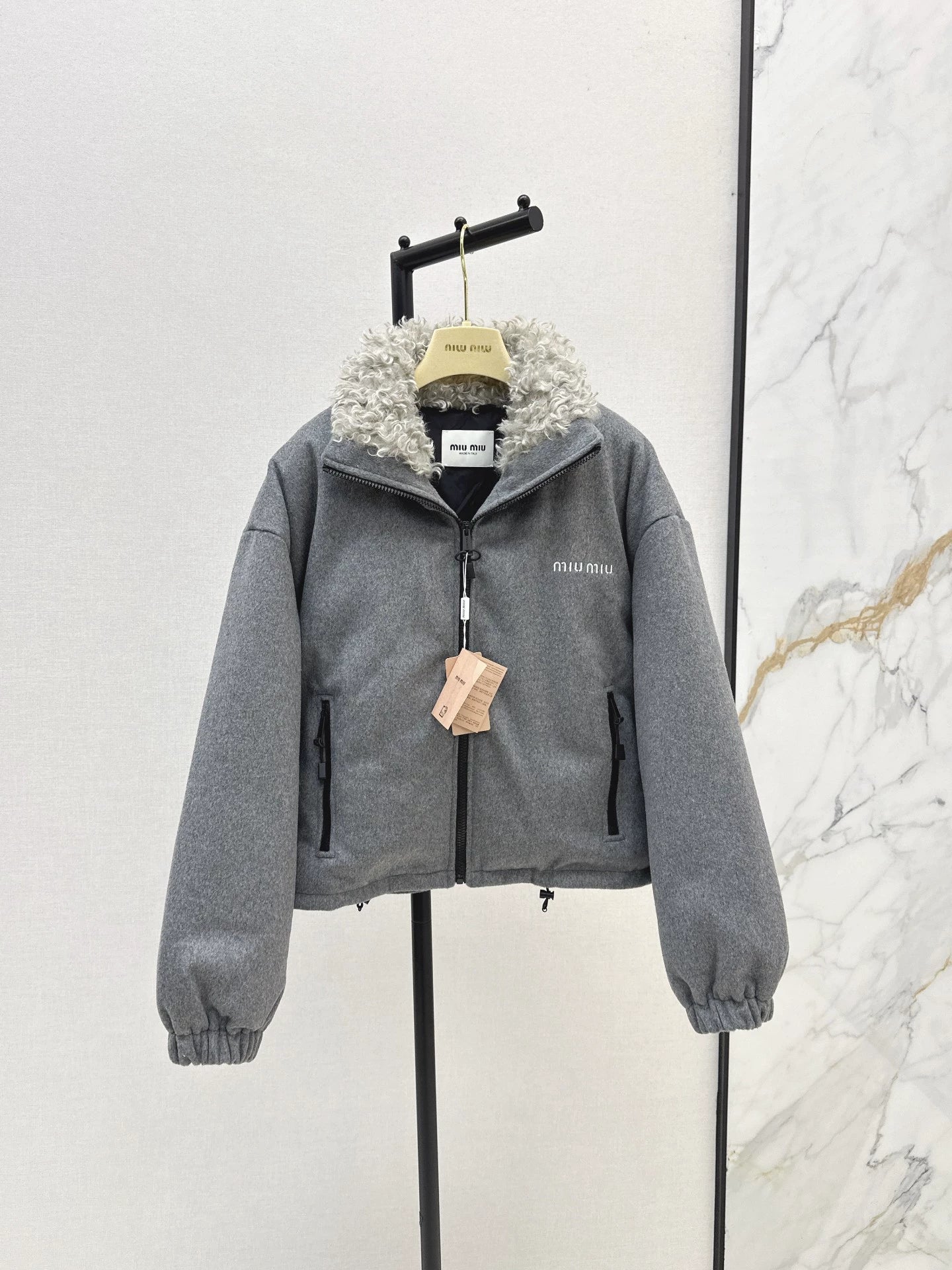 Mi 25 Lamb wool short standing collar down jacket