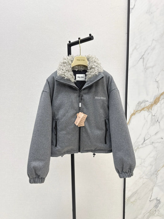 Mi 25 Lamb wool short standing collar down jacket