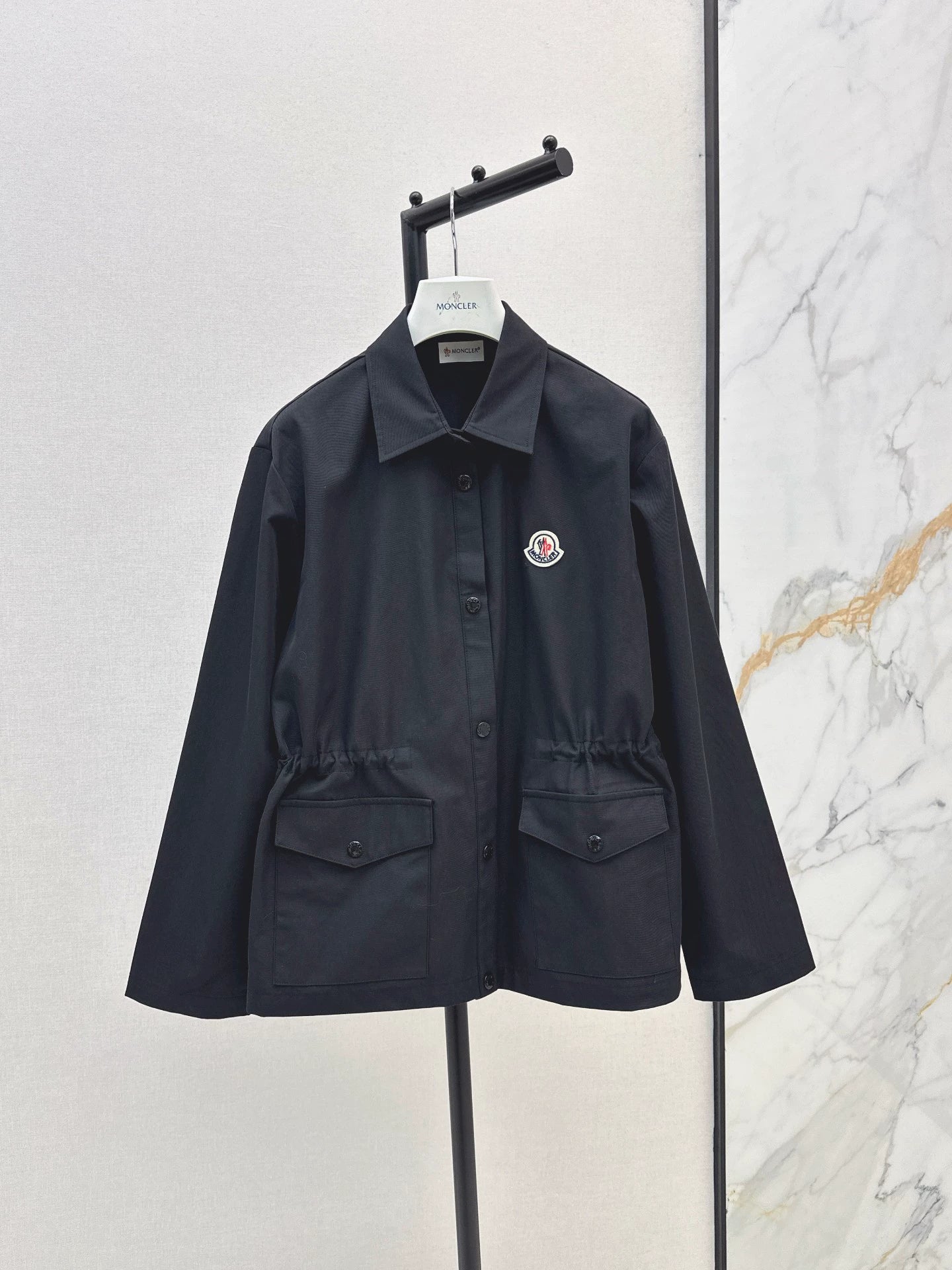 Mon 25fw New style drawstring waist mid-length trench coat