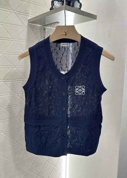 LO 25 spring and summer new embroidery letters knitted vest