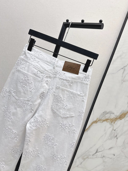 Chl 25 hollow embroidered jeans