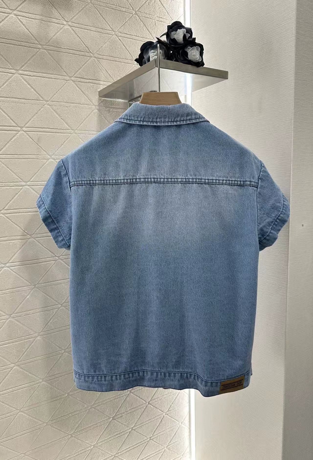 D 2025 New Denim Short Sleeve Jacket and Shorts Set