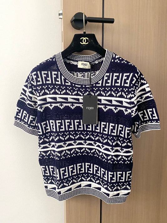 F 25 new pattern round neck short sleeve knit