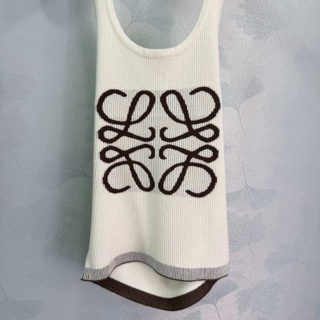 25 Summer new letter jacquard halter neck backless vest