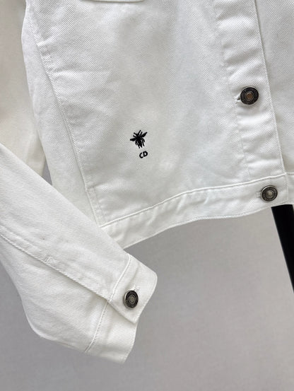 D 25Ss Early Fall New Back Print Denim Jacket（white green pink）