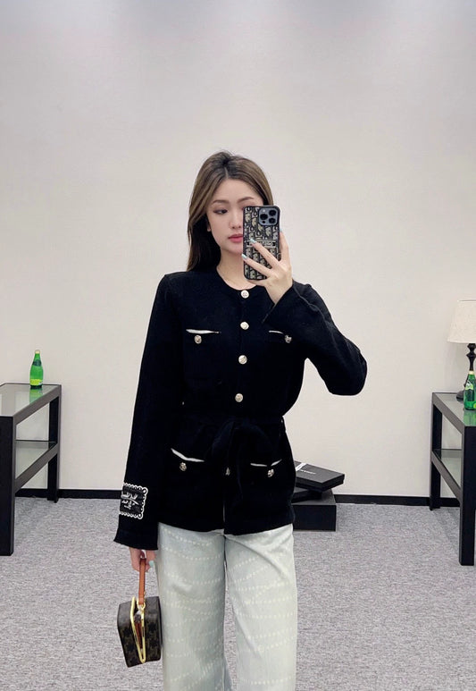 C 25fw Belted Knit Cardigan(Black/pink)
