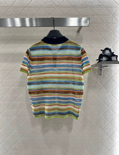 LO 25 Colorful striped knitted short sleeves