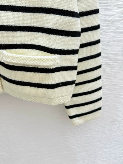 ce 25 Early Autumn New Striped Lapel Long Sleeve Cardigan