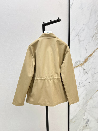 Mon 25fw New style drawstring waist mid-length trench coat