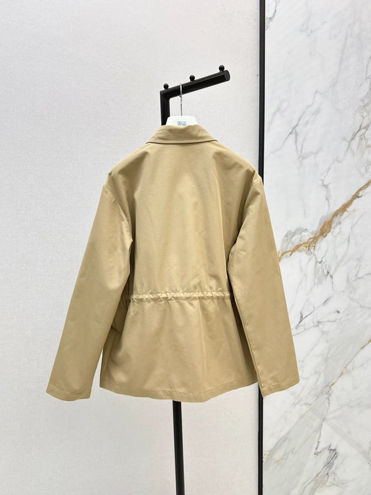 Mon 25fw New style drawstring waist mid-length trench coat