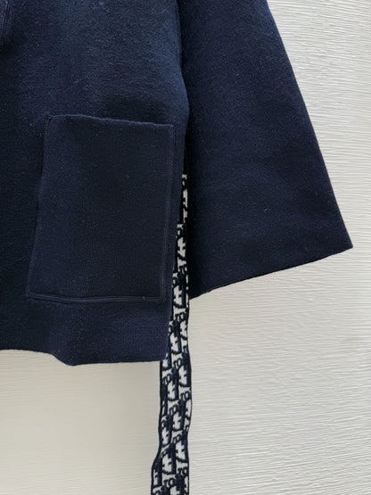 D 25 new classic old flower bathrobe style double-sided strap knitted jacket