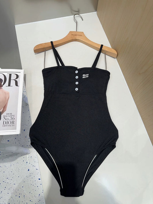 D 25 Black Camisole One-piece Swimsuit