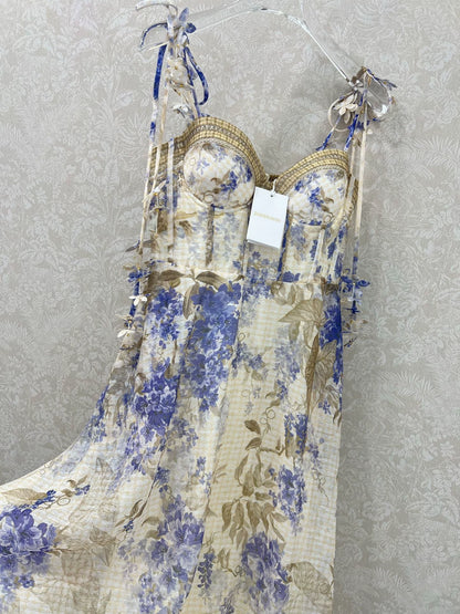 Z 25 New Flower Cluster Printed Halter Dresses