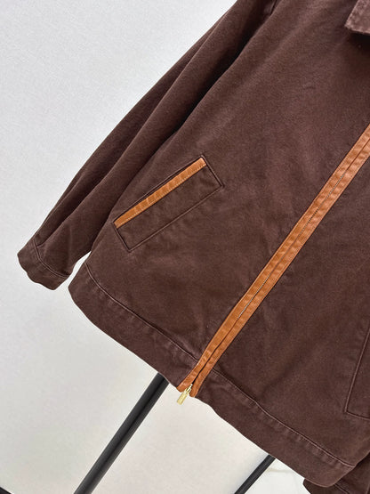 M 25 Brown denim jacket with leather detailing