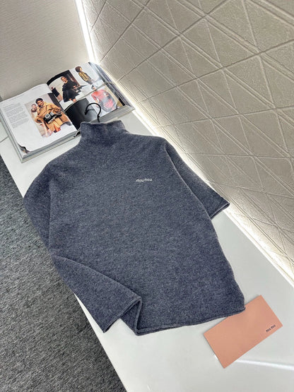 M 25 Mock-neck knit short-sleeved top