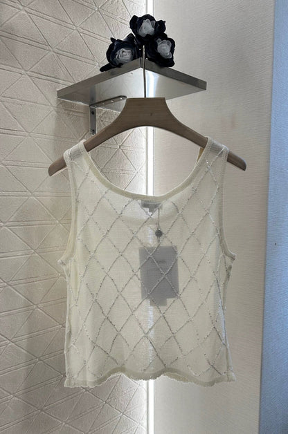 2025 Summer New Arrival Diamond Chain Knitted Vest