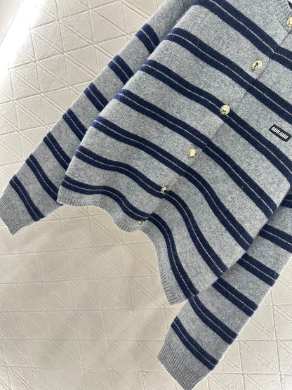 Mi 25 striped knitted long-sleeved cardigan