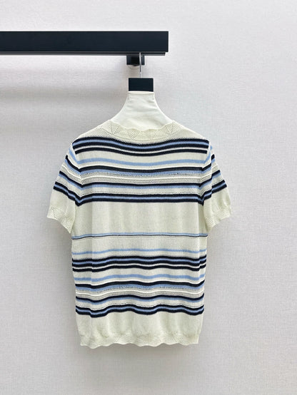 CE 25 Spring/Summer New Ice Silk Striped Knit Sweater