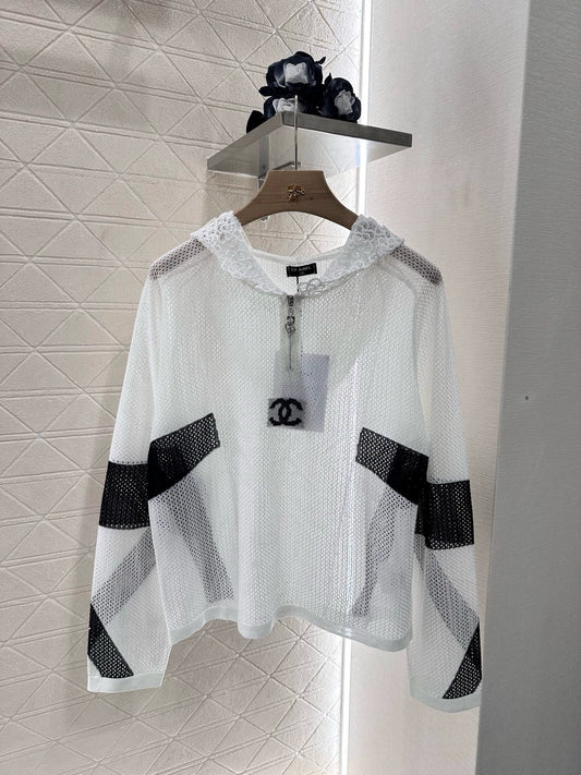c 25 New Cutout Knit Hooded Coverup