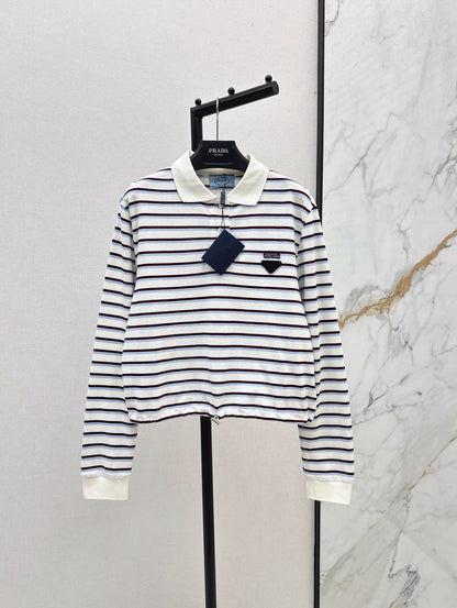 P 25 New Striped long-sleeve polo shirt