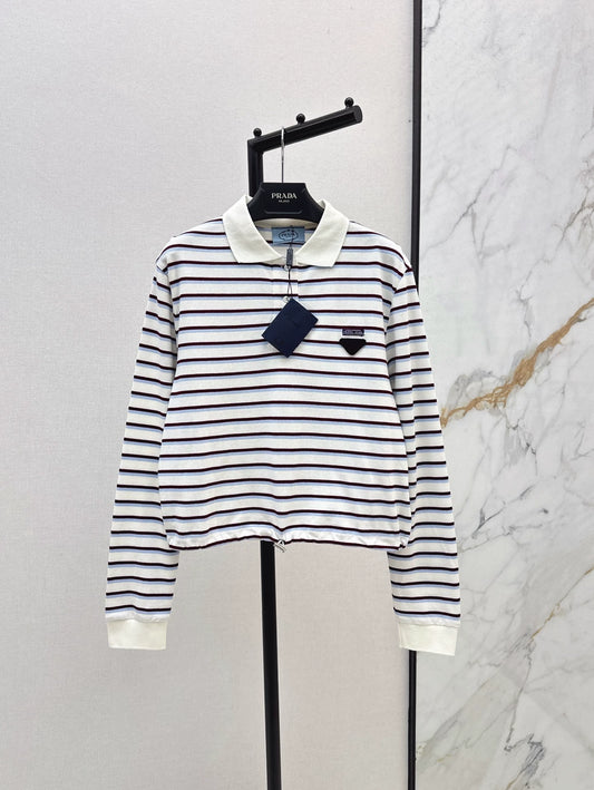 P 25 New Striped long-sleeve polo shirt