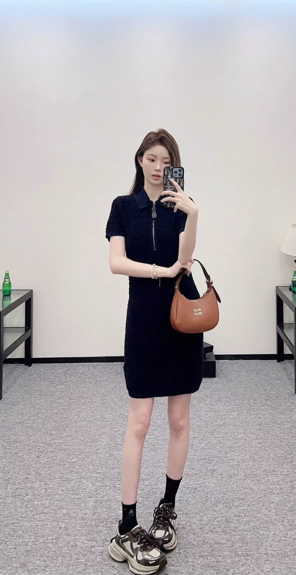 L 25 summer new three flowers diamond knit dress