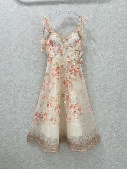 Z 25 New Flower Cluster Printed Halter Dresses