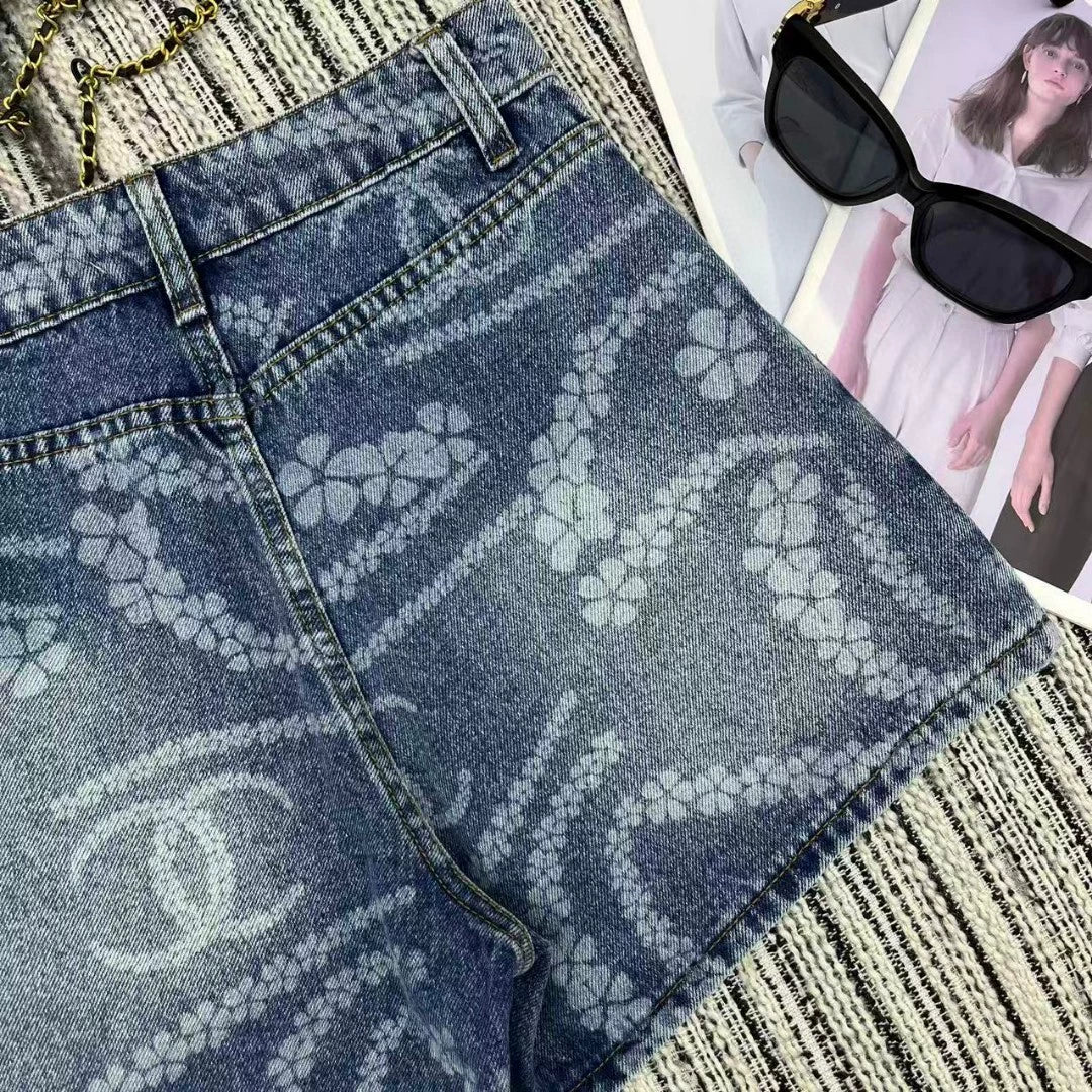 C 25 New Printed Denim Shorts