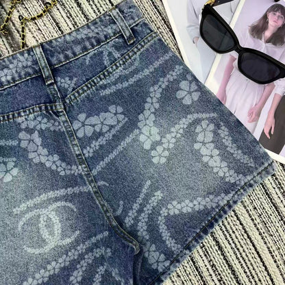C 25 New Printed Denim Shorts