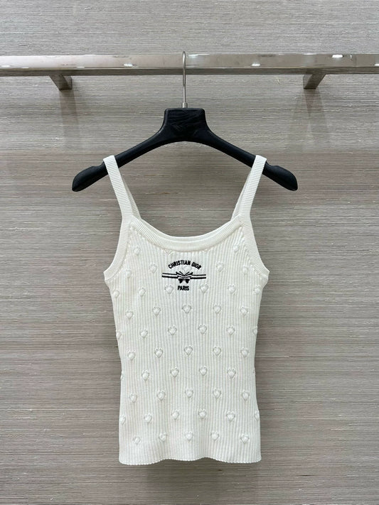 D 25 New Products Vacation Knit Polka Dot Tank Top