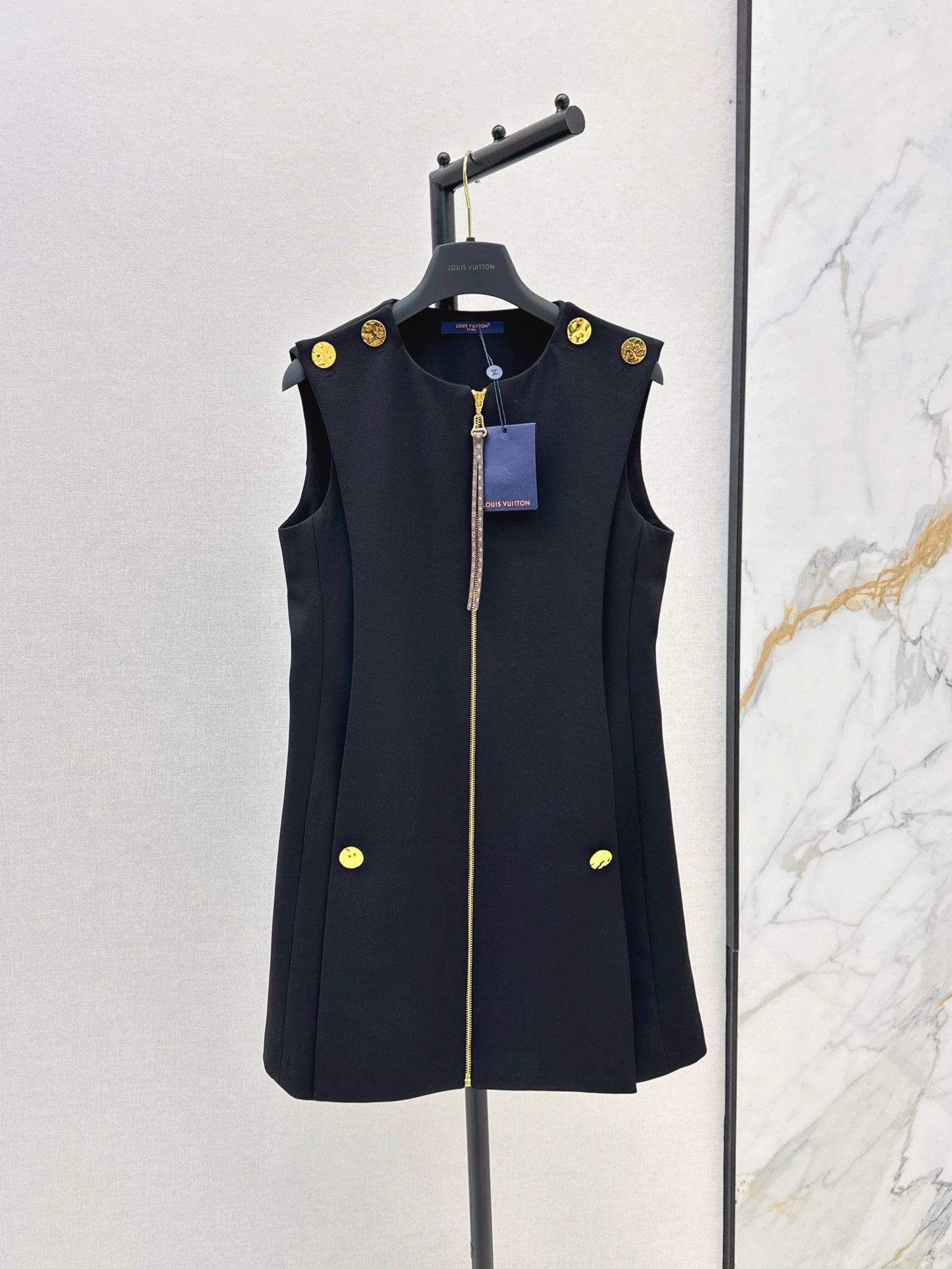 L 25 new round neck zipper sleeveless dress