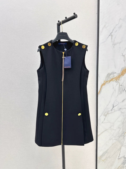 L 25 new round neck zipper sleeveless dress