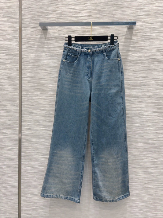 C 25 New Braided Embellished Denim Trousers