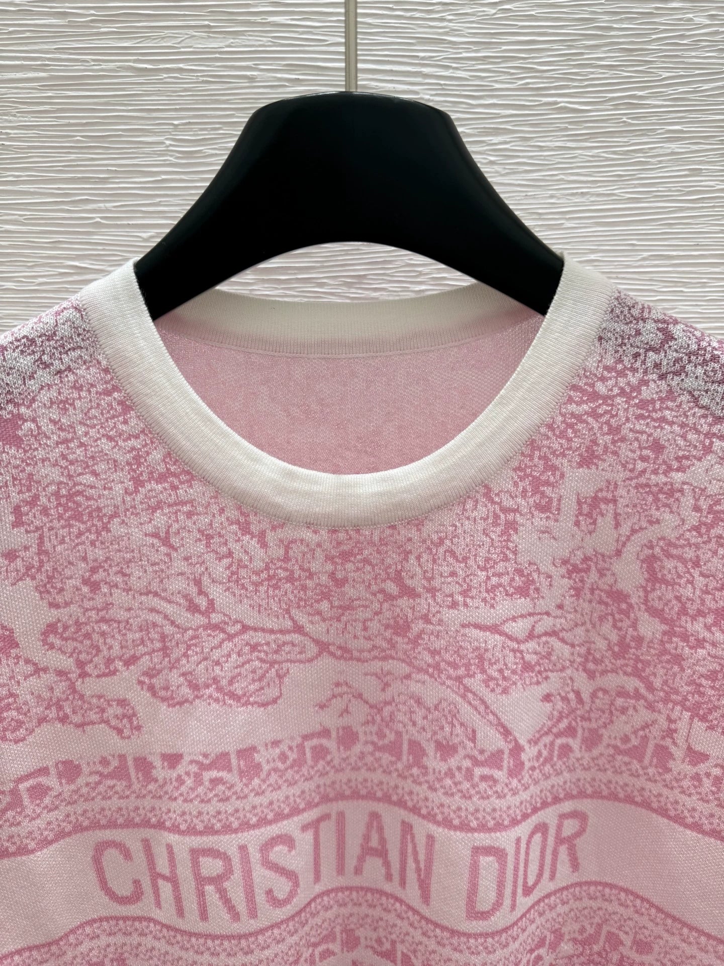 D 25 new color clashing print round neck short sleeve knitting(PINK GREEN GRAY)