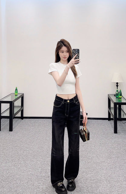 C 25 High-Rise Bleached Crinkle Jeans.